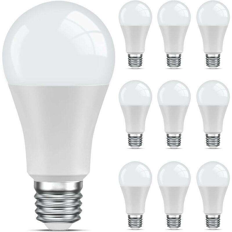 Lot de 10 Ampoule LED E27 Blanc-Chaud,6500K Ampoule Standar,9W Equivalent 60W,Non Dimmable,220V-240V pour Maison Restaurant Café