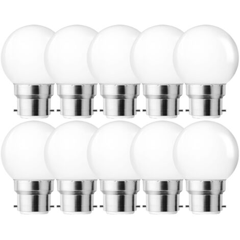 Lot de 10 ampoules 1W B22 LED blanc chaud, lumière LED de golf blanc laiteux 220V, ampoule écoénergétique colorée Couleur,Guirlande Fête,adaptée pour la décoration intérieure