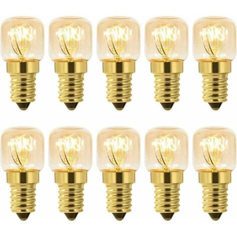 Lot de 10 ampoules à sel 15 W à incandescence blanc chaud pour four, réfrigérateur, lampe à sel, four à gril, 2,25 cm