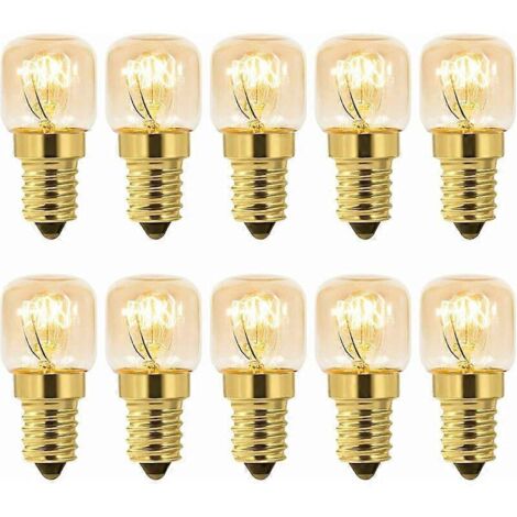 Lot de 10 ampoules à sel 25W E14 T22, blanc chaud incandescent 2700K, 160 lm, 230 V CA, pour four, réfrigérateur, lampe à sel, four à gril