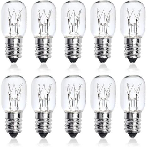 Lot de 10 ampoules à vis Edison E14 de 25 W, ampoules transparentes T22 à intensité variable pour four, ampoules pour lampe de sel de l'Himalaya