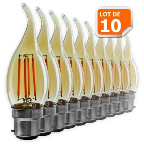 Lot de 10 Ampoules décorative led à filament Doré 4 watt (éq. 42 Watt) Culot B22