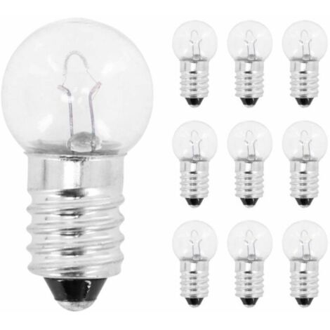Lot de 10 ampoules E10 6V 6W    Culot 10mm à visser    Incandescent pour éclairage maison, cyclomoteur, scooter, moto, vélo