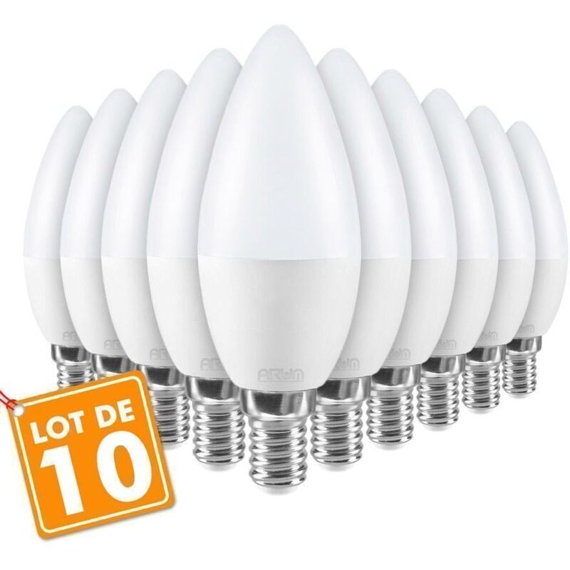 Lot de 10 ampoules led E14 5.5W eq 40W C37 Température de Couleur: Blanc Chaud 3000K