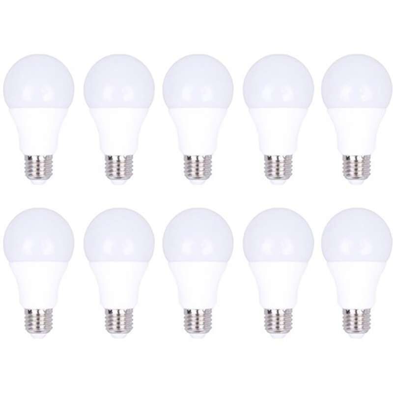 Lot de 10 Ampoules E27 12W A65 Équivalent 75W - Blanc du Jour 6000K