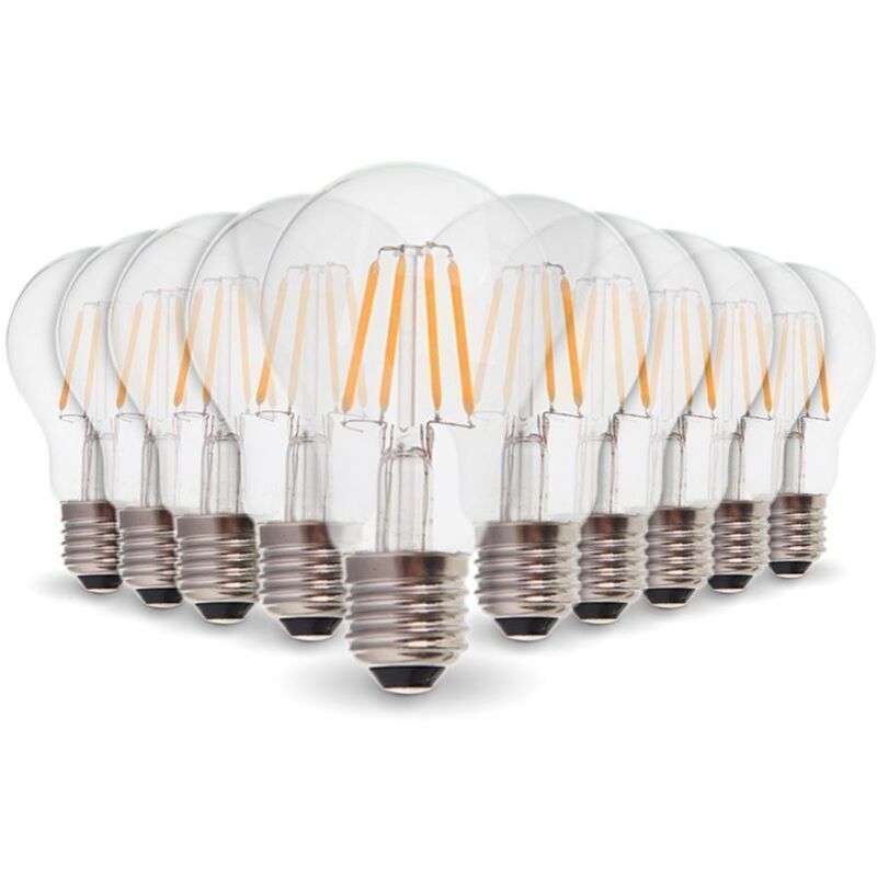 Lot de 10 Ampoules led E27 4W Filament eq. 40W blanc chaud 2700K Lot de 10 Ampoules led E27 4W Filament eq. 40W blanc chaud 2700K