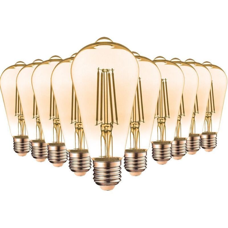 Lot de 10 ampoules led E27 7W ST64 2200 k Type Edison Température de Couleur: Blanc chaud 2200K
