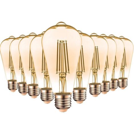 Lot de 10 AMPOULES LED E27 7W ST64 2200K Type Edison | Température de Couleur: Blanc chaud 2200K
