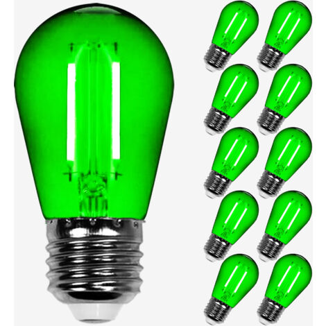 Lot de 10 Ampoules Filament Dimmable Led Vertes conçues pour Guirlande Guinguette IP65 2W - Ampoule Led E27 Vert - Ampoule 5cm pour Guirlande Guinguette Culot E27 Vertes