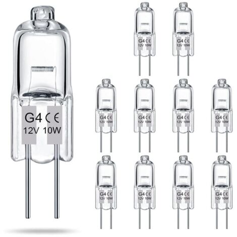 Lot de 10 ampoules halogènes basse tension G4 transparentes 12V 10W, à deux broches, ampoules pour lustres en cristal, ampoules réglables pour diffuseurs de parfum et lustres