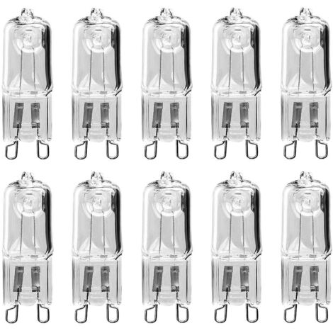 Lot de 10 ampoules halogènes G9 18 W, lumière blanc chaud, pour suspensions et lampes de table