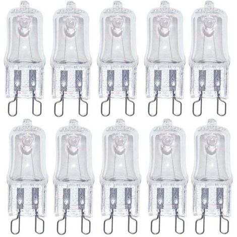 Lot de 10 ampoules halogènes G9 230 V 20 W Clear de rechange pour angle d'éclairage Blanc chaud 2700 K