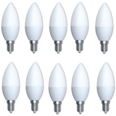 Lot de 10 ampoules LED 6W flamme lumiere chaud 2700K 470lm culot E14 230V opaque non-dimmable AIRIS LEDFLAMME6W