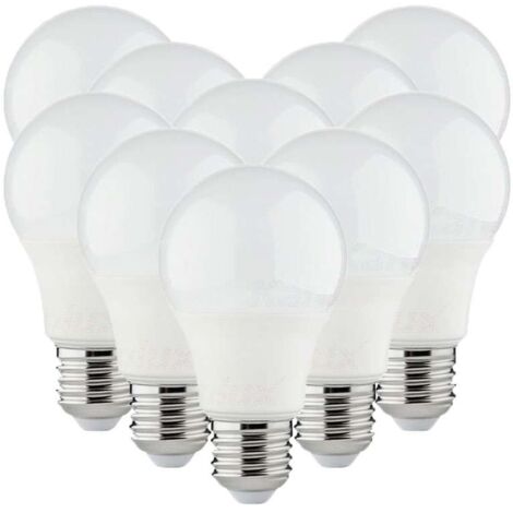 Lot de 10 Ampoules LED A60 SMD 8,5W E27 - Blanc Chaud 3000K