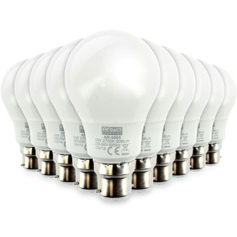 ARUM LIGHTING Lot de 10 Ampoules LED B22 806lm eq 60W Température de Couleur: Blanc chaud 2700K