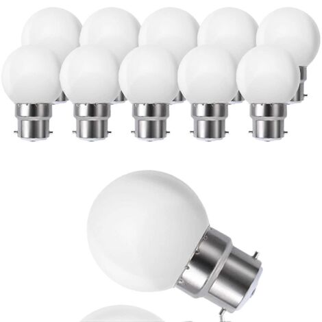 Lot de 10 ampoules LED B22 G45, blanc chaud 3500K, 3W G45, 180lm, boîtier en polycarbonate mat, non dimmable [Classe énergétique G]