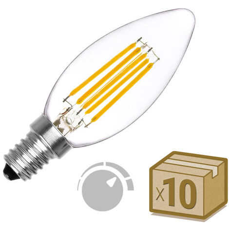 Lot de 10 ampoules LED E14 COB 6W, dimmable, blanc chaud 2700K,