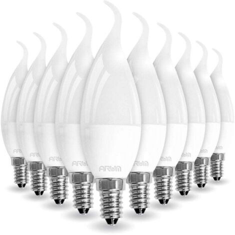 Lot de 10 Ampoules LED E14 Flamme 5W Eq 40W Température de Couleur: Blanc neutre 4000K