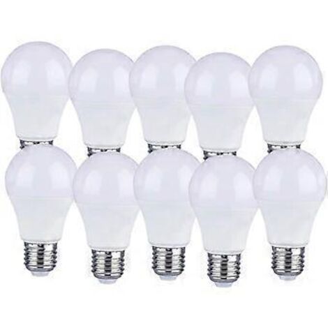 Lot de 10 ampoules LED E27 9W A60 - Lumière blanc chaud 4000K - 806 lumens