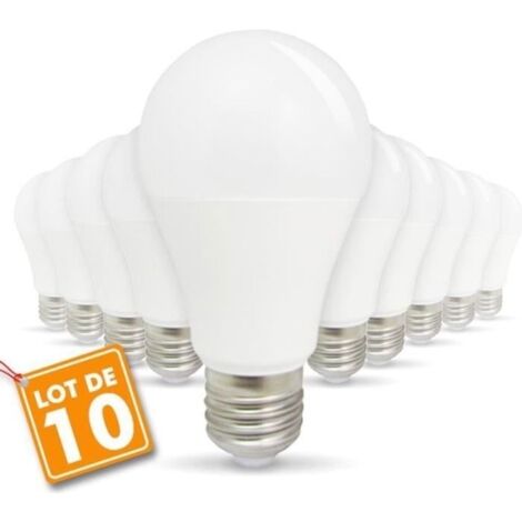 Lot de 10 Ampoules LED E27 9W eq 60W 806lm (Blanc froid 6400K)
