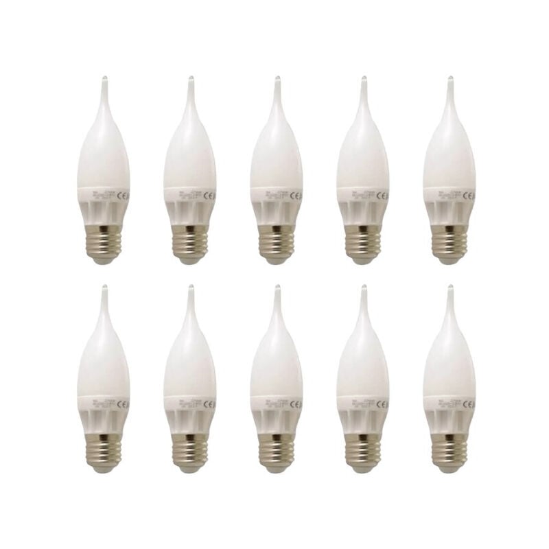 Lot de 10 Ampoules led E27 Flamme C30 5W 400lm 270° - Blanc Naturel 4000K