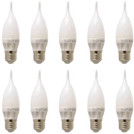 LECLUBLED Lot de 10 Ampoules LED E27 Flamme C30 5W 400lm 270° - Blanc Naturel 4000K