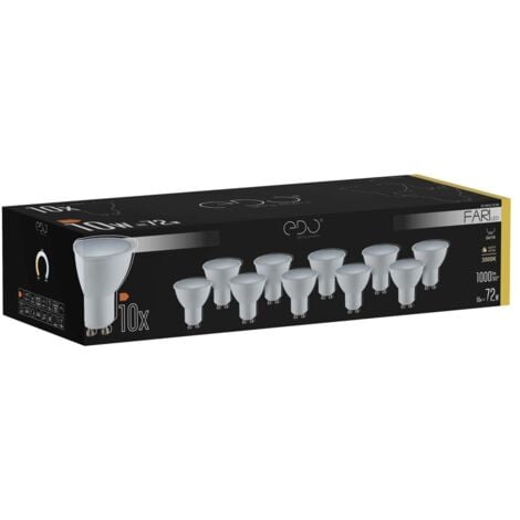 Lot de 10 ampoules LED FARI GU10 10W 3000K 1000lm 120° EDO SOLUTIONS