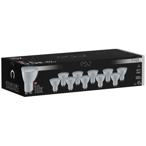 Lot de 10 ampoules LED FARI GU10 5.5W 4000K 500lm 120° EDO SOLUTIONS