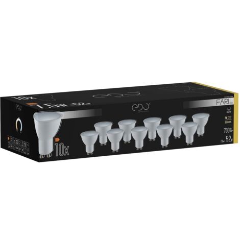 Lot de 10 ampoules LED FARI GU10 7.5W 3000K 700lm 120° EDO SOLUTIONS