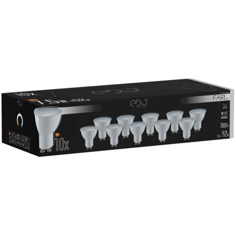 Lot de 10 ampoules LED FARI GU10 7.5W 4000K 700lm 120° EDO SOLUTIONS