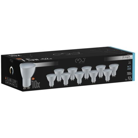 Lot de 10 ampoules LED FARI GU10 7.5W 6500K 700lm 120° EDO SOLUTIONS