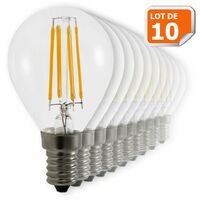 Lot de 10 Ampoules Led Filament Culot E14 forme G45 4 Watt (éq 42 watts) Blanc Chaud
