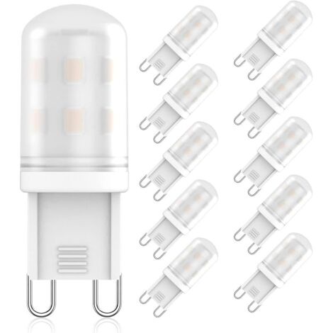Lot de 10 ampoules LED G9 2 W équivalentes aux ampoules halogènes G9 20 W-28 W, blanc chaud 2700 K, angle de faisceau 360°, CA 220 V-240 V, IRC 83+, sans scintillement, non dimmable, économie