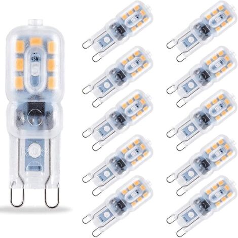 Lot de 10 ampoules LED G9 3 W à intensité variable équivalent à une ampoule halogène 30 W Blanc chaud 3000 K Angle de faisceau 360°