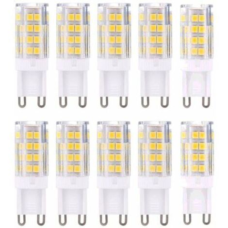 Lot de 10 ampoules LED G9, blanc chaud 3000 K 5 W équivalent à des ampoules halogènes 40 W 420 lumens non dimmables,