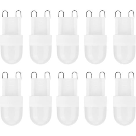 Lot de 10 ampoules LED G9 de 1,5 W à deux broches pour la maison, la chambre, le bureau, les lustres, les plafonniers et les appliques murales (220 V).
