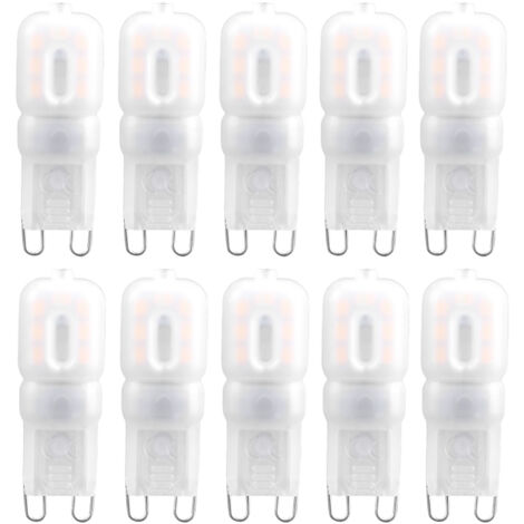 Lot de 10 ampoules LED G9 de 1,5 W pour plafonnier domestique à 14 LED, blanc chaud (230 V)-AquaForge