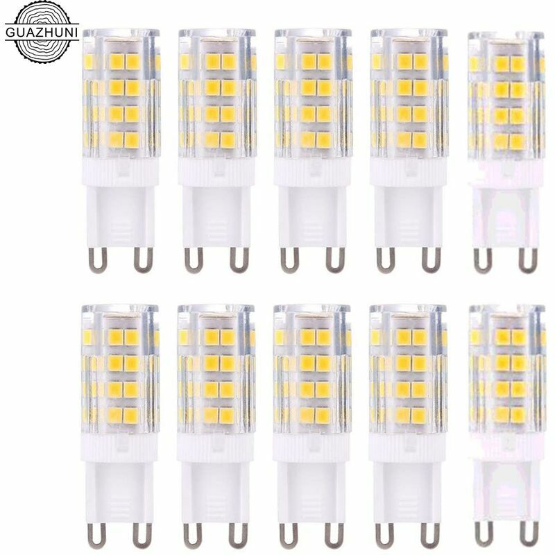 Lot de 10 ampoules LED G9 RTGPT de 5W, blanc chaud (3000K), offrant 420 lumens. Équivalent à une halogène G9 de 40W. Non-dimmable