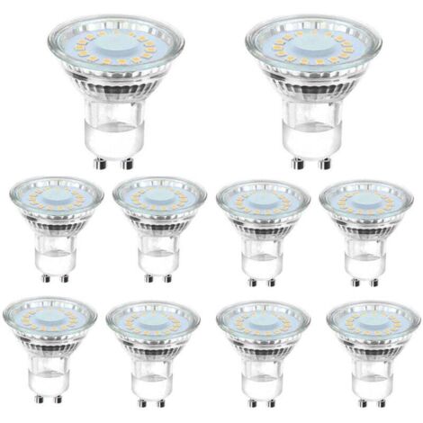 Lot De 10 Ampoules LED GU10 4W Équivalent 50W Blanc Lumière Jour 6500K Angle 120°