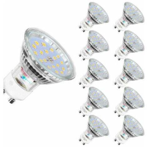 Lot de 10 Ampoules LED GU10 5W 60W Équivalent Ampoules à Halogène 560LM Blanc Froid 6000K Non-Dimmables