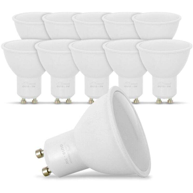 Lot de 10 Ampoules LED GU10 5W eq. Blanc Chaud, 3000K, Facile à installer et à utiliser