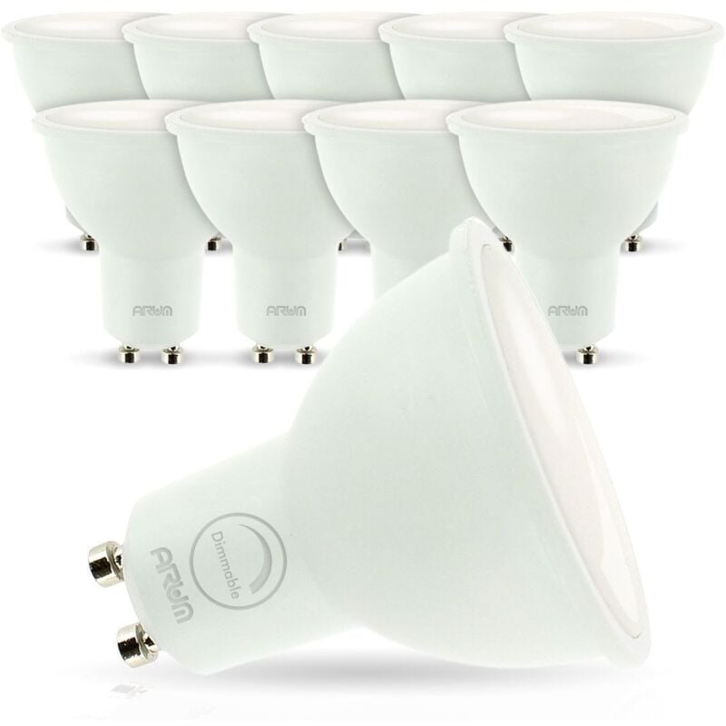 Arum Lighting - Lot de 10 Ampoules led GU10 7W eq. 60W Dimmable Température de Couleur: Blanc neutre 4000K