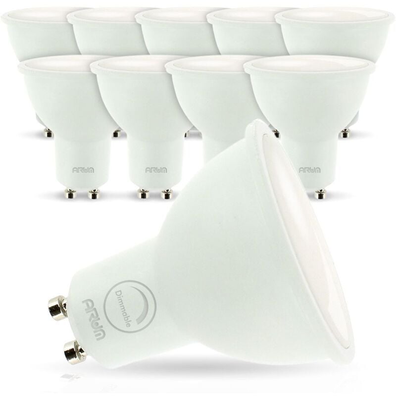 Arum Lighting - Lot de 10 Ampoules led GU10 7W eq. 60W Dimmable Température de Couleur: Blanc Froid 6000K