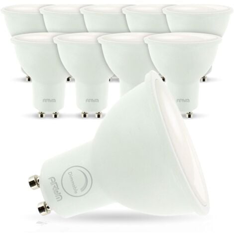 Lot de 10 Ampoules LED GU10 7W eq. 60W  Dimmable  Température de Couleur: Blanc neutre 4000K