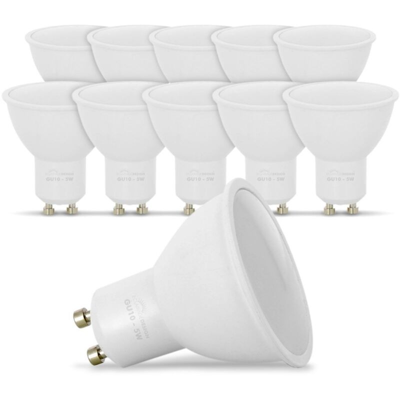 Eclairage Design - Lot de 10 Ampoules led GU10 5W eq. 40W Blanc Chaud