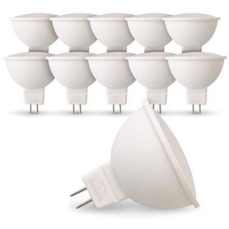Lot de 10 Ampoules LED GU5.3 MR16 12V 5W Eq 40W Température de Couleur: Blanc chaud 2700K
