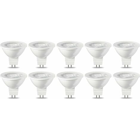 Lot de 10 ampoules LED GU5.3 MR16 5 W Blanc chaud non dimmable, 220 V [Classe énergétique G]