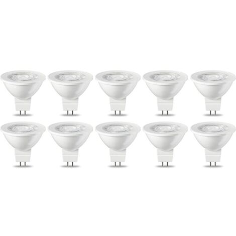Lot de 10 ampoules LED GU5.3 MR16 5 W Blanc chaud non dimmable, 220 V [Classe énergétique G]