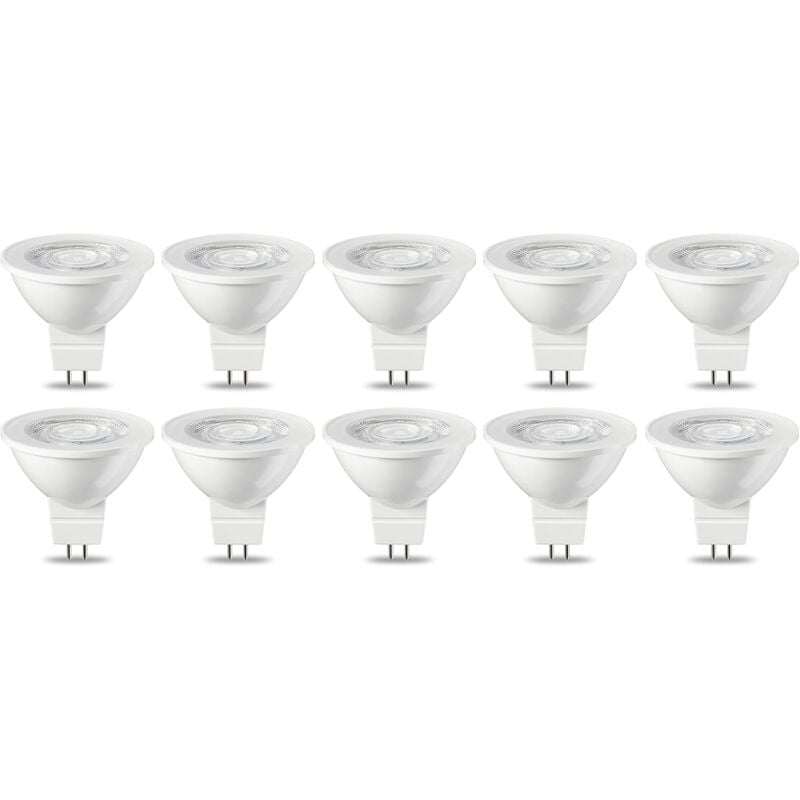 Lot de 10 ampoules led GU5.3 MR16 5 w Blanc chaud non dimmable, 220 v [Classe énergétique g]