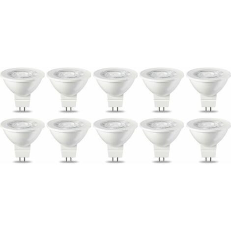 Lot de 10 Ampoules LED GU5.3 MR16 5W Blanc Chaud 3000K - PC - 50x55mm